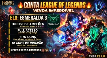 Vendo conta de lol esmeralda level 534 com diversas skins