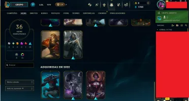 Conta De Lol Lvl 171 Platina 36 Skins