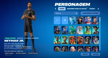 Conta com 246 skins (loja, passe, clube fortnite e missões),