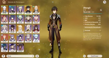 AYAKA + ZHONGLI + JEAN + KEQING + ESPINHA CELESTIAL, NA AR47