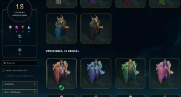 Conta LOL Diamante 2 com 1352 de rp, todas as skins do Swain