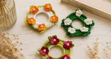 Xuxinha de cabelo em crochê - kit 3 unidades
