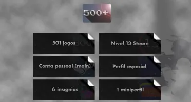 501 jogos, Nível 13 steam, Com infos de criação