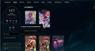 Conta bronze 1 com 145 Champs e 167 Skins + 2 Prestigios