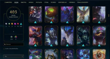 Unranked com TODOS os champs e 403 Skins ( Nivel 462 )