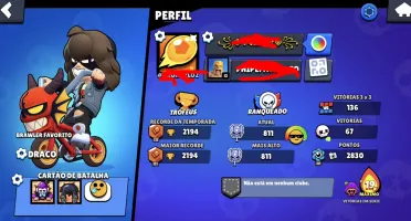 Conta brawl 6 lendários quase 7, Draco Eddie e algumas skins