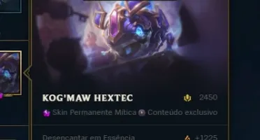 Conta LoL. com 61 skins, 92 champ, skins de TFT