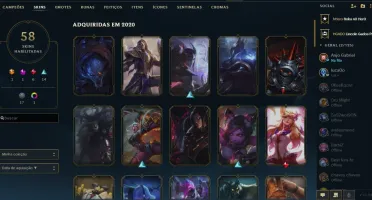 Conta LoL. com 61 skins, 92 champ, skins de TFT