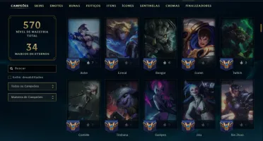 Prata 2 com TODOS os Champs e 121 Skins ( MID / JG / TOP )