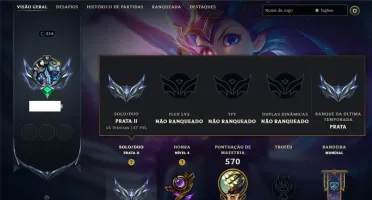 Prata 2 com TODOS os Champs e 121 Skins ( MID / JG / TOP )