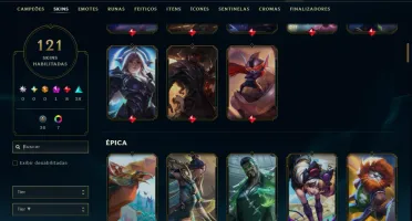 Prata 2 com TODOS os Champs e 121 Skins ( MID / JG / TOP )