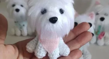 Miniatura Westie Terrier- Amigurumi de Crochê com Feltragem