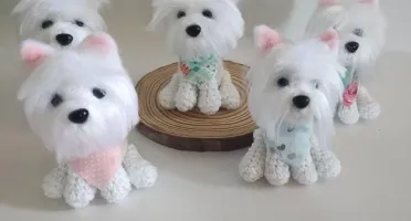 Miniatura Westie Terrier- Amigurumi de Crochê com Feltragem