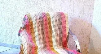 Manta Coral Listrada em Crochê Kit