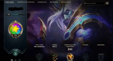 Conta lol nível 120, 66 skins platina na temporada anterior