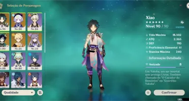 Conta Genshin Impact AR 52 com Xiao,Keqing,Qiqi,Venti + Jade