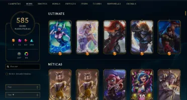 Conta League of Legends, muitas skins, emote Mestre, e mais