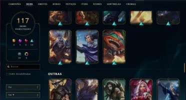 Conta prata 4 com 117 skins e 132 champs