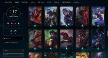 Conta prata 4 com 117 skins e 132 champs