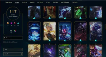 Conta prata 4 com 117 skins e 132 champs