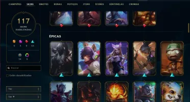 Conta prata 4 com 117 skins e 132 champs