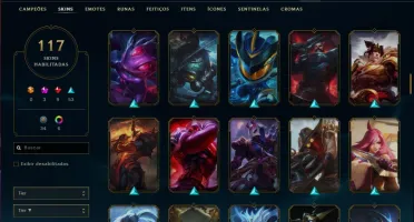 Conta prata 4 com 117 skins e 132 champs
