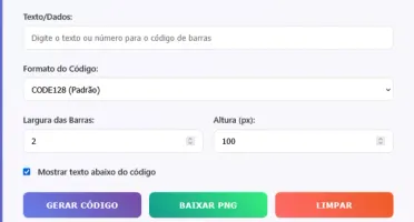 Gerador de Código de Barras (CODE128, EAN13, EAN8, UP
