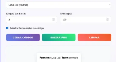 Gerador de Código de Barras (CODE128, EAN13, EAN8, UP