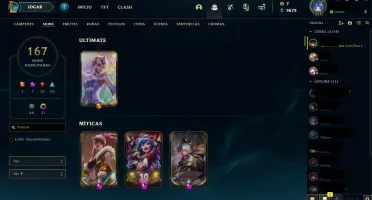 CONTA LOL PLAT COM 167 SKINS E SKINS LIMITADAS