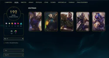 Unranked com 120 Champs e 192 Skins +2 Prestigios +2800 RP