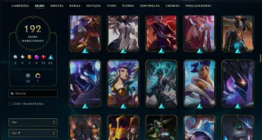 Unranked com 120 Champs e 192 Skins +2 Prestigios +2800 RP