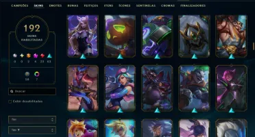 Unranked com 120 Champs e 192 Skins +2 Prestigios +2800 RP