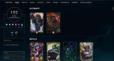 Unranked com 120 Champs e 192 Skins +2 Prestigios +2800 RP
