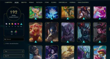 Unranked com 120 Champs e 192 Skins +2 Prestigios +2800 RP