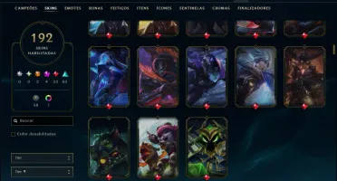 Unranked com 120 Champs e 192 Skins +2 Prestigios +2800 RP