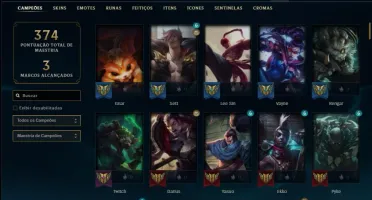 Conta ouro 3 com 120 Champs e 82 skins + 6 Vitoriosas
