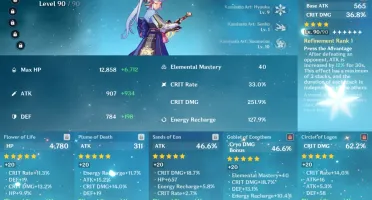 Hu Tao e Ayaka Super Fortes + 9 personagens 5* + 5 armas 5*