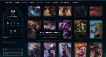 Conta prata 4 MAIN TOP com 56 skins e 76 champs