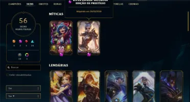 Conta prata 4 MAIN TOP com 56 skins e 76 champs