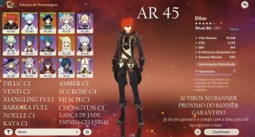 Diluc 1C + Venti 1C 2 armas 5* Xiangling full Barbara full