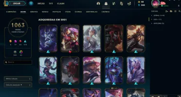 Conta com quase todas as skins.