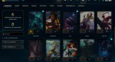 CONTA UNRANKED C/ MECH ATROX, RIVEN ESPADA VALOROSA E +SKINS