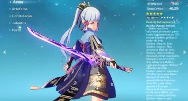 Conta Genshin Impact AR 46 com Kamisato Ayaka e Cortadora