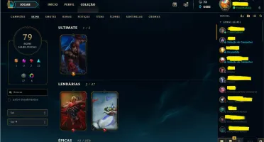 Vendo conta de LOL ex plat e gold com 79 skins.
