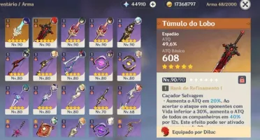 Genshin Impact Ar 57 com 45.910 gemas essencial