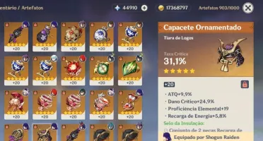 Genshin Impact Ar 57 com 45.910 gemas essencial