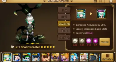 Reroll Summoners War lvl10 com Shadowcaster Light - Shun
