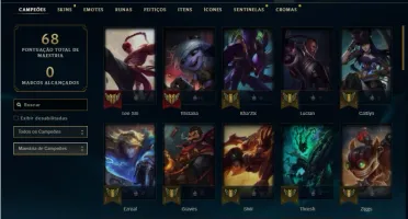 Conta Unranked (EX DIAMANTE) com 51 Champs e 11 Skins + RP