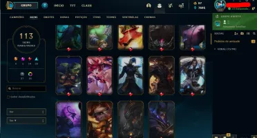 VENDO CONTA LOL 113 SKINS E SO FALTA 7 CHAMPS PRA TER TODOS!
