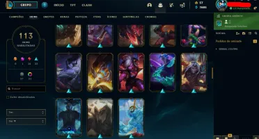 VENDO CONTA LOL 113 SKINS E SO FALTA 7 CHAMPS PRA TER TODOS!